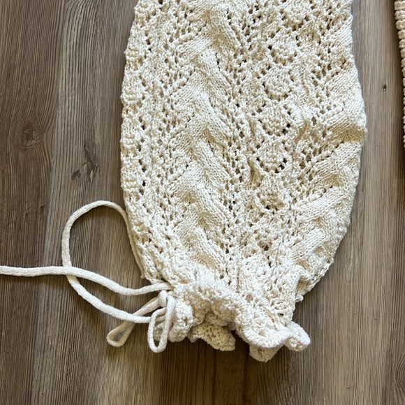 Zara Pointelle Knit Sweater Open Knit Crochet Cropped Sweater Cream Ecru NWOT - Picture 9 of 16